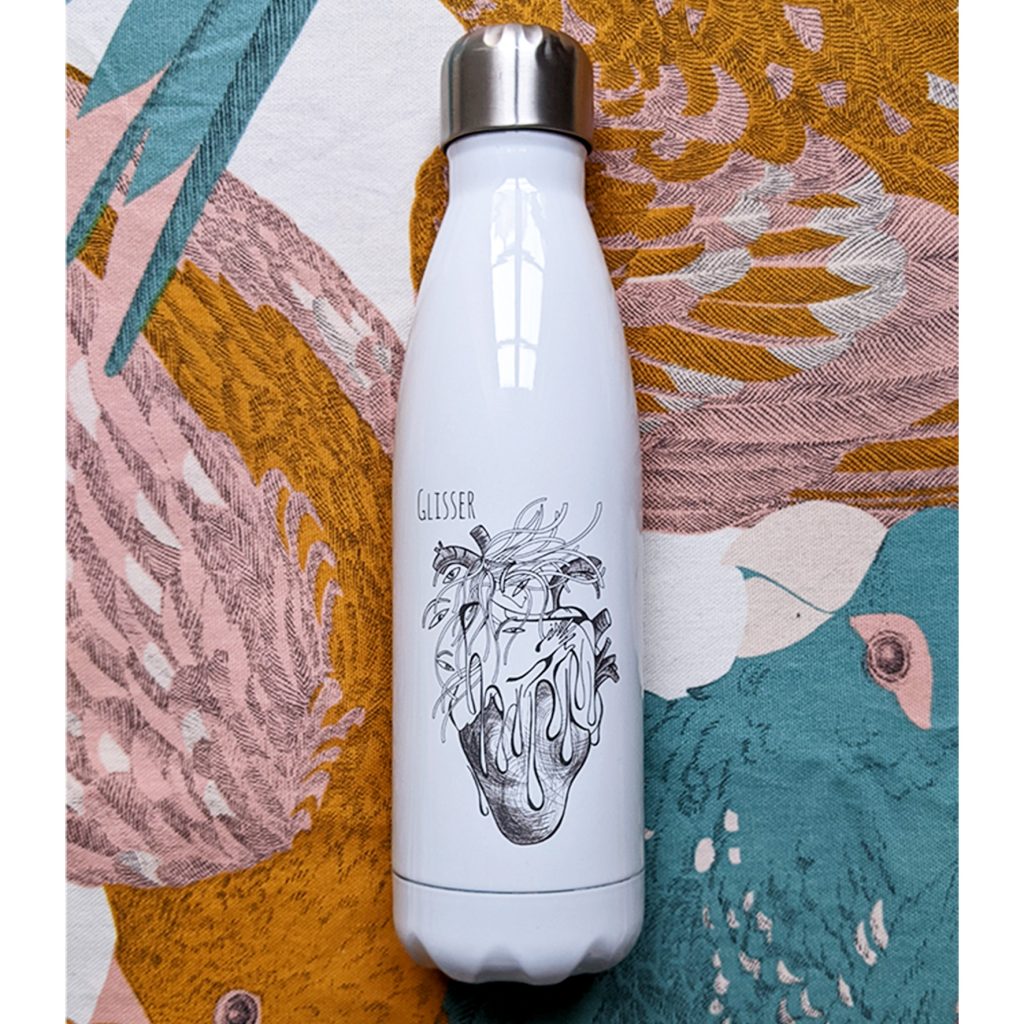 dessin appliqué sur une gourde