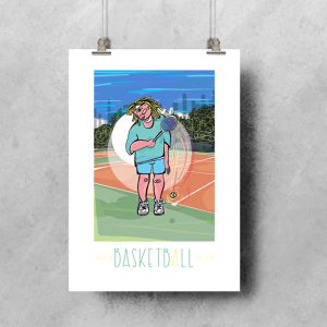 Basketball Jaune , en fait c'est une personne qui fait du tennis illustration