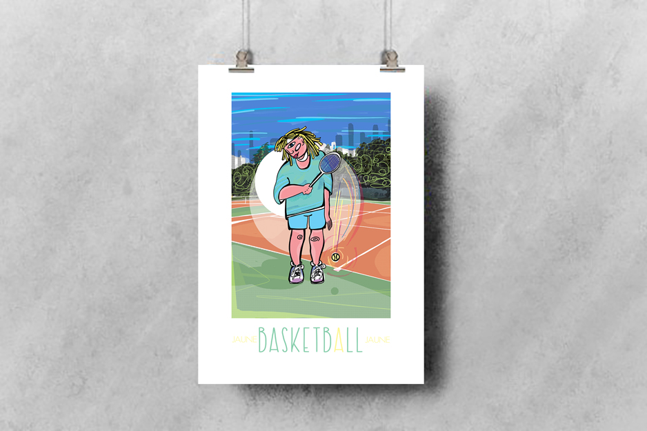 Basketball Jaune , en fait c'est une personne qui fait du tennis illustration